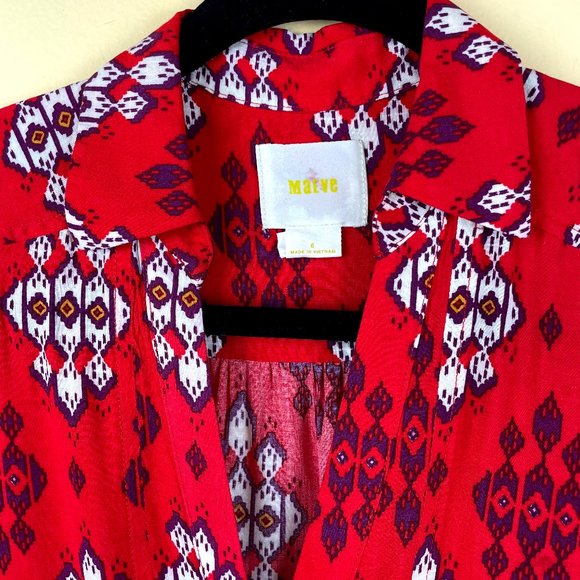 Maeve Woodland Walk Ikat Tribal Button-down Top 6 - Picture 3 of 12